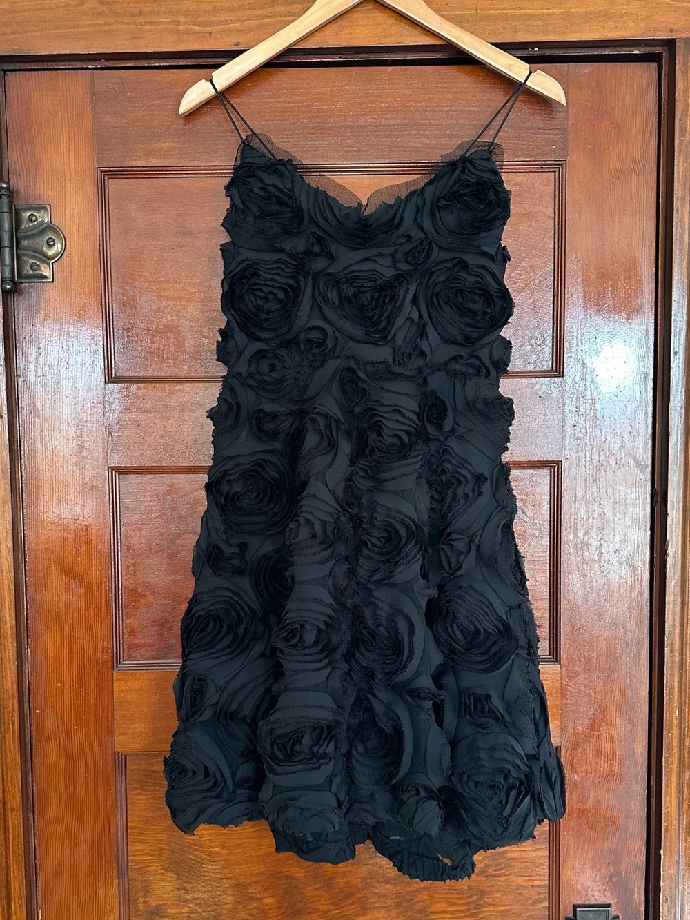 Laundry By Shelli Segal Black 3D Rosette Fit & Flare Mini Dress Sz 4 Formal Prom
